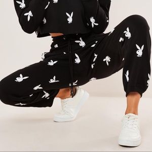 missguided black repeat print oversized joggers